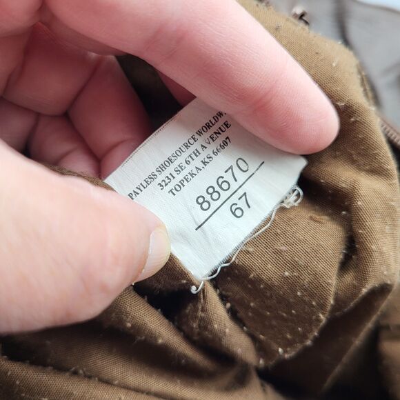 American Eagle Payless Crossbody Tote Bag Soft Brown Vinyl With Adjustable Strap - Picture 14 of 14